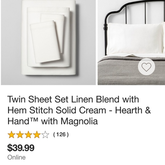 Hearth & Hand Bedding Hearth Hand Linen Cotton Blend Twin Sheet 2